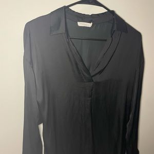 Lush Black Satin Blouse - Size S